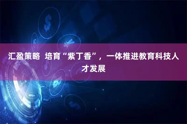 汇盈策略  培育“紫丁香”，一体推进教育科技人才发展